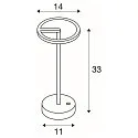LED Akku-Tischleuchte VINOLINA ONE, IP54, Ø 14cm Ringform, 2.5W 2700K 125lm, Touch-Dimmer + Ladestation, weiß