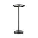 LED Akku-Tischleuchte VINOLINA ONE, IP54, Ø 14cm Ringform, 2.5W 2700K 125lm, Touch-Dimmer + Ladestation, schwarz
