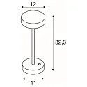 SLV battery table lamp VINOLINA 2-CCT 2-fold, cylindrical, CCT Switch, with touch dimmer, with charging station IP54, rust dimmable