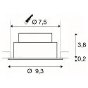 SLV LED Deckeneinbauleuchte NEW TRIA® 75, rund, 8,3W, CRI 90, IP20, dimmbar, 38°, 2700K, weiß