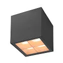 SLV LED Outdoor Deckenaufbauleuchte S-CUBE, IP65 IK04, 15W 2700/3000K (CCT Swich) 1000/1200lm 80°, dimmbar, starr, anthrazit