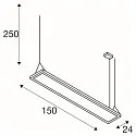 SLV LED Pendelleuchte WORKLIGHT PRO 150, 80° - 115°, 150cm, 59W, 4000K, 7200lm, IP20, DALI dimmbar, schwarz
