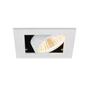 SLV LED Deckeneinbauleuchte KADUX SINGLE, 38°, 3000K, 770lm, IP20, quadratisch, dimmbar, weiß/schwarz