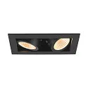 SLV LED Deckeneinbauleuchte KADUX DOUBLE, 38°, 3000K, 1550lm, IP20, quadratisch, dimmbar, schwarz