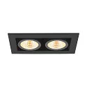 SLV LED Deckeneinbauleuchte KADUX DOUBLE, 38°, 3000K, 1550lm, IP20, quadratisch, dimmbar, schwarz