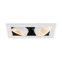 SLV LED Deckeneinbauleuchte KADUX DOUBLE, 38°, 3000K, 1550lm, IP20, quadratisch, dimmbar, weiß/schwarz