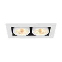 SLV LED Deckeneinbauleuchte KADUX DOUBLE, 38°, 3000K, 1550lm, IP20, quadratisch, dimmbar, weiß/schwarz