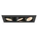 SLV LED Deckeneinbauleuchte KADUX TRIPLE, 38°, 3000K, 2350lm, IP20, quadratisch, dimmbar, schwarz