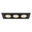 SLV LED Deckeneinbauleuchte KADUX TRIPLE, 38°, 3000K, 2350lm, IP20, quadratisch, dimmbar, schwarz