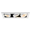 SLV LED Deckeneinbauleuchte KADUX TRIPLE, 38°, 3000K, 2350lm, IP20, quadratisch, dimmbar, weiß/schwarz