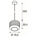 SLV Pendelleuchte PANTILO ROPE 20, Ø 19.5cm, Pendel 250cm, mit Baldachin, E27, silber