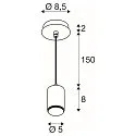 SLV Pendelleuchte LALU® MIX&MATCH Base, 150cm, E27, max. 10W, IP20, schwarz