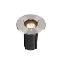 SLV LED Bodeneinbauleuchte DASAR® S, IP67 IK10, 4W 3000K 350lm 24°, schaltbar, schwenkbar, befahrbar, Edelstahl, rund