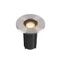 SLV LED Bodeneinbauleuchte DASAR® S, IP67 IK10, 4W 3000K 350lm 24°, schaltbar, schwenkbar, befahrbar, Edelstahl, rund