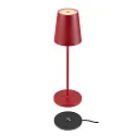 SLV battery table lamp VINOLINA TWO 3-CCT 3-fold, CCT Switch, with touch dimmer, conical, with charging station IP65, red dimmable