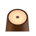 SLV LED Akku-Tischleuchte VINOLINA TWO, IP65, Ø 11cm, konisch, 2W 2200-3000K (CCT Switch) 190m, Touch-Dimmer + Ladestation, rost