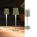 LED Akku-Tischleuchte VINOLINA TWO, IP65, Ø 11cm, konisch, 2W 2200-3000K (CCT Switch) 190m, Touch-Dimmer + Ladestation, grün