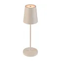 SLV LED Akku-Tischleuchte VINOLINA TWO, IP65, Ø 11cm, konisch, 2W 2200-3000K (CCT Switch) 190m, Touch-Dimmer + Ladestation, beige