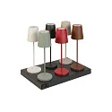 SLV LED Akku-Tischleuchte VINOLINA TWO, IP65, Ø 11cm, konisch, 2W 2200-3000K (CCT Switch) 190m, Touch-Dimmer + Ladestation, beige