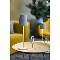 SLV LED Akku-Tischleuchte VINOLINA TWO, IP65, Ø 11cm, konisch, 2W 2200-3000K (CCT Switch) 190m, Touch-Dimmer + Ladestation, beige