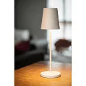 SLV LED Akku-Tischleuchte VINOLINA TWO, IP65, Ø 11cm, konisch, 2W 2200-3000K (CCT Switch) 190m, Touch-Dimmer + Ladestation, beige
