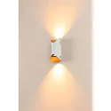 SLV Outdoor LED Wandstrahler MODELA UP/DOWN, IP65 IK07, 7.5W 2700K 810lm 2x60°, dimmbar, weiß matt / gold