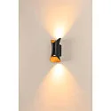 SLV Outdoor LED Wandstrahler MODELA UP/DOWN, IP65 IK07, 7.5W 2700K 810lm 2x60°, dimmbar, schwarz matt / gold