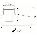 SLV LED Bodeneinbauleuchte DASAR® M, IP67 IK10, 6.5W 3000K 450lm 24°, DALI dimmbar, schwenkbar, befahrbar, Edelstahl, eckig