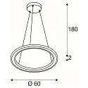 SLV LED Pendelleuchte ONE FLAT PD SINGLE PHASE, Ø 60cm, 23W 2700/3000K (CCT Switch), CRi >90, dimmbar, schwarz