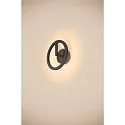 SLV LED Outdoor Wandleuchte Q-RING PHASE, IP65 IK06, indirekt, 10W 3000K 950lm, dimmbar, seeluft-beständig, schwarz