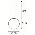 pendant luminaire SUN 30 with open cable, ball shaped E27 IP20
