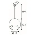 SLV 3-Phasen Pendelleuchte LIGHT EYE® 150, Ø 15cm, GU10 QPAR111 max. 13W, Stahl, inkl. Adapter, matt weiß