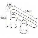 SLV Wand- und Deckenleuchte PURI 2.0 DOME, asymmetrisch, 2x GU10 max. 6W, schwarz