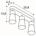 SLV Wand- und Deckenleuchte PURI 2.0 CONE, Long, 3x GU10 max. 6W GU10, grau