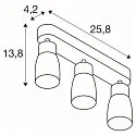 wall and ceiling luminaire PURI 2.0 - DOME 3 flames, long GU10 IP20, gold, black dimmable