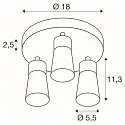 SLV wall and ceiling luminaire PURI 2.0 - CONE 3 flames, round GU10 IP20, gold, black dimmable