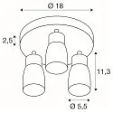 wall and ceiling luminaire PURI 2.0 - DOME 3 flames, round GU10 IP20, white dimmable