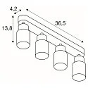 SLV Wand- und Deckenleuchte PURI 2.0 TUBE, Long, 4x GU10 max. 6W, schwarz / gold