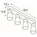 SLV Wand- und Deckenleuchte PURI 2.0 DOME, Long, 4x GU10 max. 6W, grau