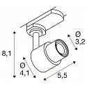 3-Phasen-Strahler PURI 2.0 BASIC, ohne Schirm, GU10 max. 6W, drehbar und schwenkbar, schwarz