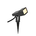 SLV LED Erdspieß-Leuchte SYNA WIDE, IP65 IK06, eckig, neigbar, IP-Steckerkabel, seeluft-beständig, schwarz, 5.5W 3000K 650lm 115°