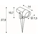 SLV Erdspieß-Leuchte SYNA SHADE, IP65 IK06, rund, GU10 max. 10W, neigbar, IP-Steckerkabel, seeluft-beständig, schwarz