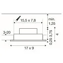 SLV LED Deckeneinbauleuchte NEW TRIA® 155 PHASE, quadratisch, 2-flammig, dimmbar, starr, 13.6W 3000K 1280lm 38°, schwarz