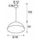 SLV Pendelleuchte FORCHINI M 40, E27 max. 40W, matt schwarz / matt gold