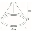 SLV LED Pendelleuchte MEDO® RING 90 PHASE, 43W 3000/4000K (CCT Switch) 5000/5300lm 110°, CRi >90, dimmbar, weiß