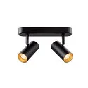 SLV LED Wand- und Deckenstrahler NOBLO® DOUBLE PHASE, IP20, 2-flammig, kardanisch, CRi>90, dimmbar, 12W 2700K 1450lm 32°, schwarz
