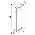 SLV LED Outdoor Stehleuchte ORDI II POLE 70, eckig, 10W, 2200/3000K, 700lm, IP65, dimmbar, schwarz