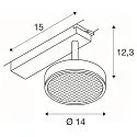 SLV LED 1-Phasen Strahler GRIP! FLAT, 16W 2700/3000K (CCT Switch), CRi>90, dimmbar, UGR<15, Wabenfilter, kardanisch, schwarz / gold