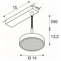 SLV LED 1-Phasen Pendelleuchte GRIP! FLAT, 16W 2700/3000K (CCT Switch), CRi>90, dimmbar, UGR<15, Wabenfilter, weiß / schwarz