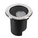 SLV LED Boden-Einbauleuchte DASAR® L ASYM, IP65/IP67 IK10, 19W 3000K 1800lm 70/40°, neigbar, befahrbar, DALI, Edelstahl, rund